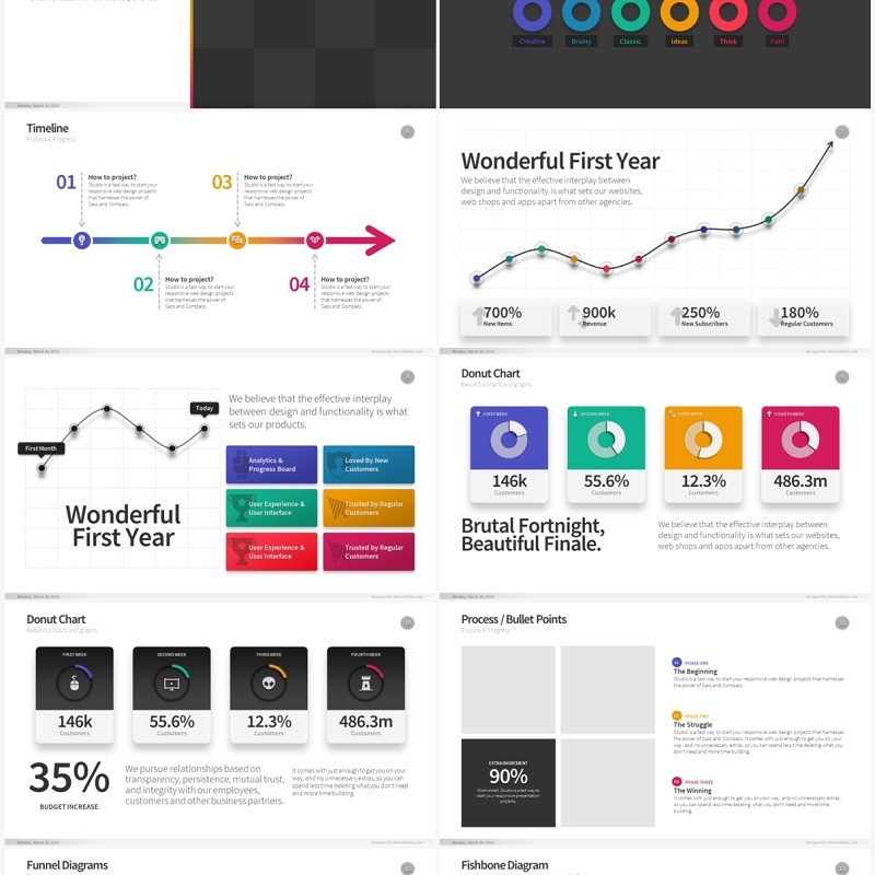 彩色动态信息图表PPT元素素材