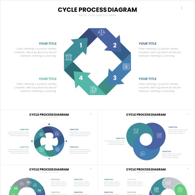 蓝绿简约循环关系信息图PPT素材模板Cycle Slides Template 蓝绿简约循环关系信息图PPT素材模板Cycle Slides Template