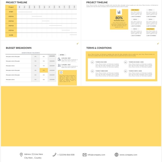 黄色简洁商业计划书PPT模板（无图可插图）Project Proposal