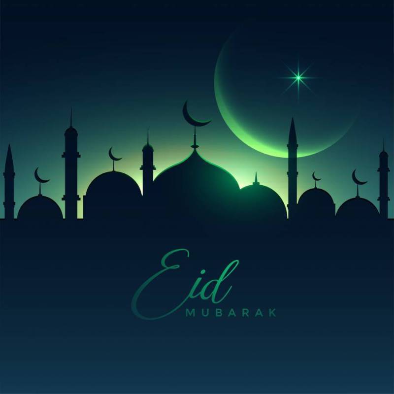 与月亮的美丽的eid穆巴拉克夜景