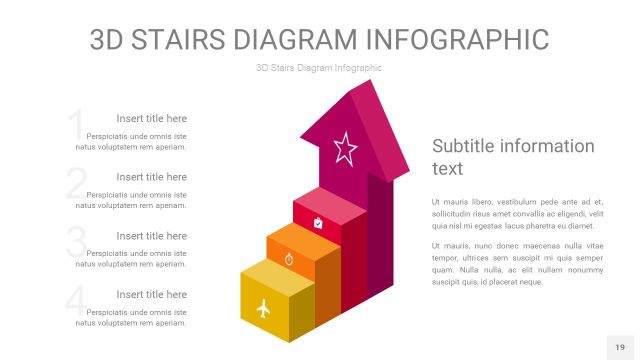 多色3D阶梯PPT图表19