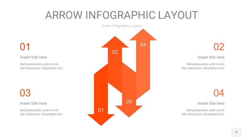 橘红色箭头PPT信息图表5