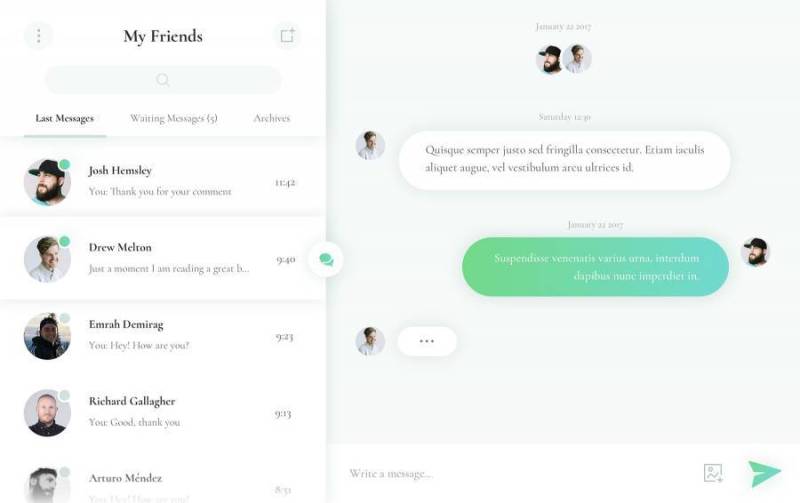 清新会话小部件界面