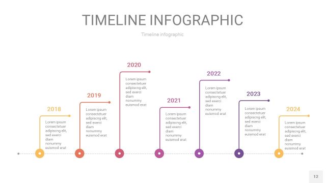 紫黄色时间轴PPT信息图12
