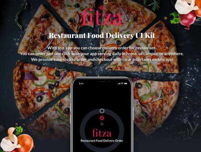 用于餐厅食品交付订单的多功能草图UI工具包。，Fitza UI工具包