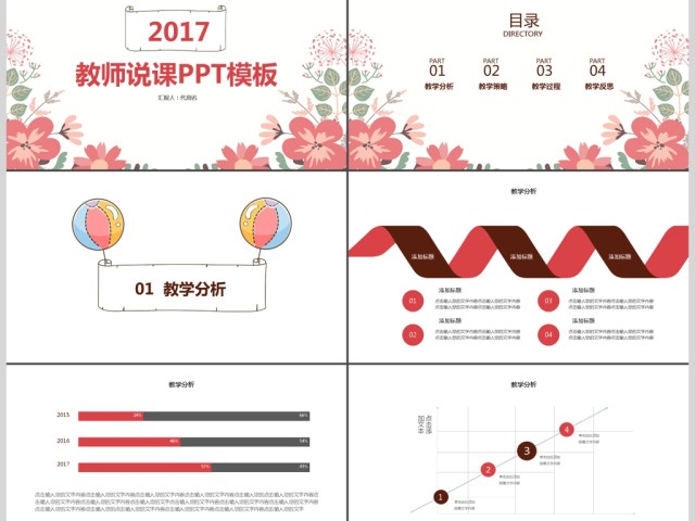 2017小清新教师说课ppt模板