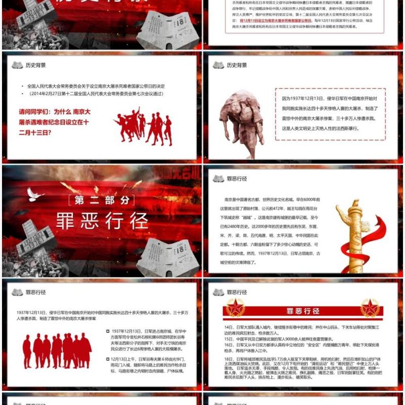 勿忘国耻南京大屠杀84周年PPT模板