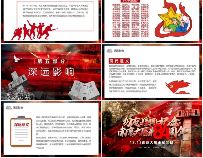 勿忘国耻南京大屠杀84周年PPT模板