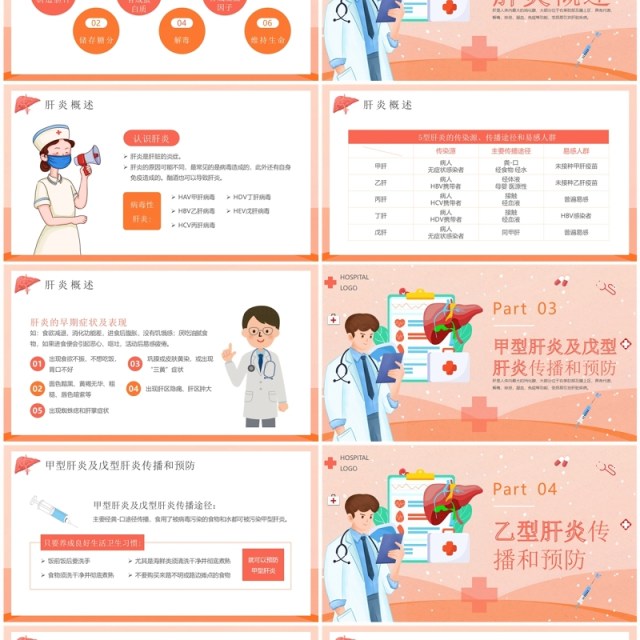 橙色卡通风肝病健康宣教PPT模板