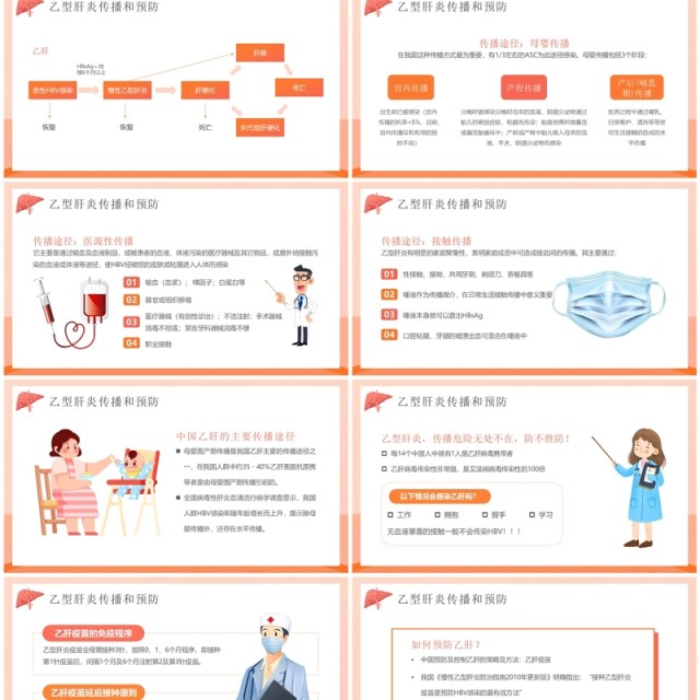 橙色卡通风肝病健康宣教PPT模板