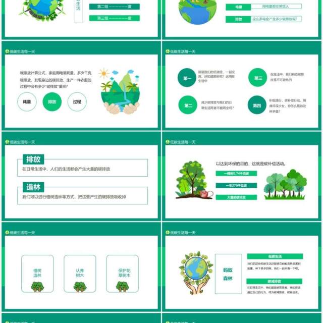 减少我们的碳排放低碳生活每一天动态PPT模板