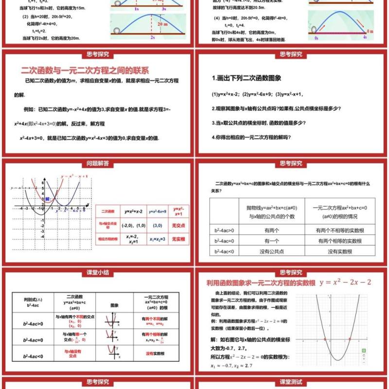 部编版九年级上册二次函数与一元二次方程PPT课件