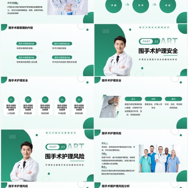 绿色简约风围手术期安全管理知识PPT模板 绿色简约风围手术期安全管理知识PPT模板