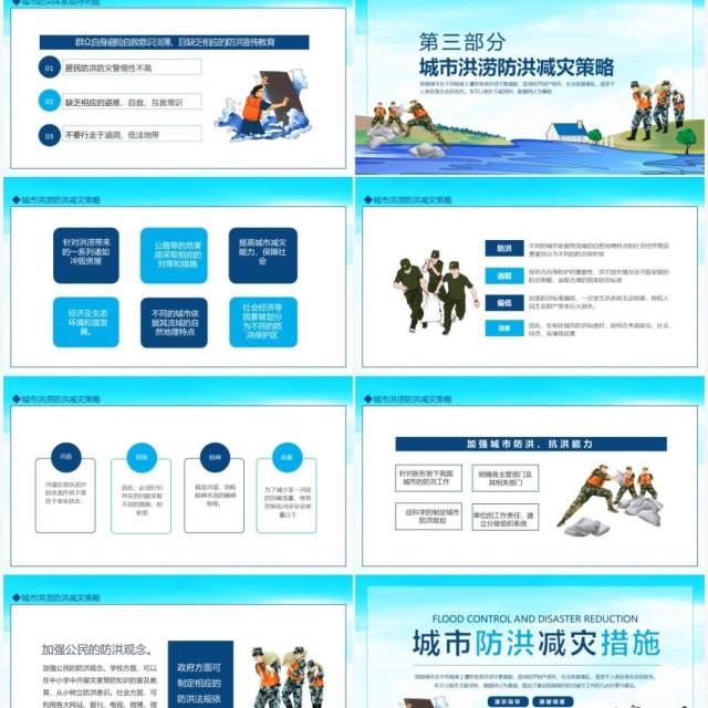 城市防洪减灾措施动态PPT模板 城市防洪减灾措施动态PPT模板