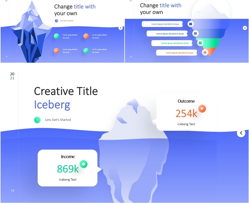 创意铅笔标题目录冰山图PPT模板Pencil & Iceberg-Light
