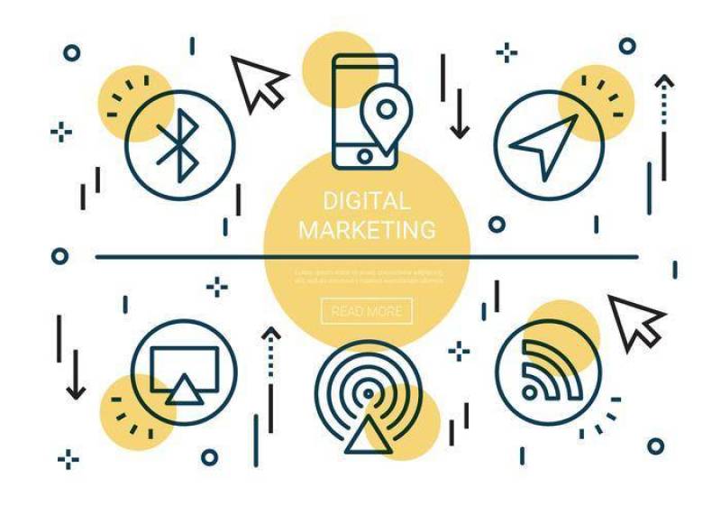  扁线形数字营销传染媒介元素