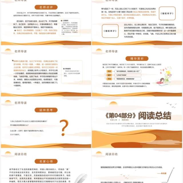 黄色简约骆驼祥子导读教育课件PPT模板 黄色简约骆驼祥子导读教育课件PPT模板