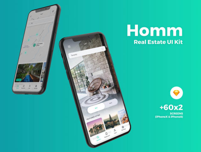 Homm Real Estate UI Kit设计的高品质房地产移动应用UI套件含sketch源文件