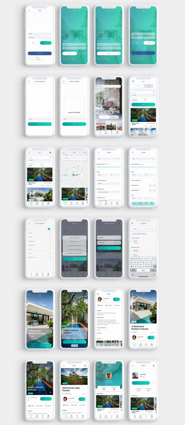 Homm Real Estate UI Kit设计的高品质房地产移动应用UI套件含sketch源文件 Homm Real Estate UI Kit设计的高品质房地产移动应用UI套件含sketch源文件