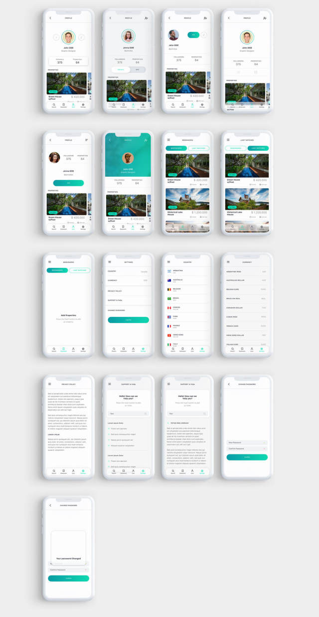 Homm Real Estate UI Kit设计的高品质房地产移动应用UI套件含sketch源文件 Homm Real Estate UI Kit设计的高品质房地产移动应用UI套件含sketch源文件