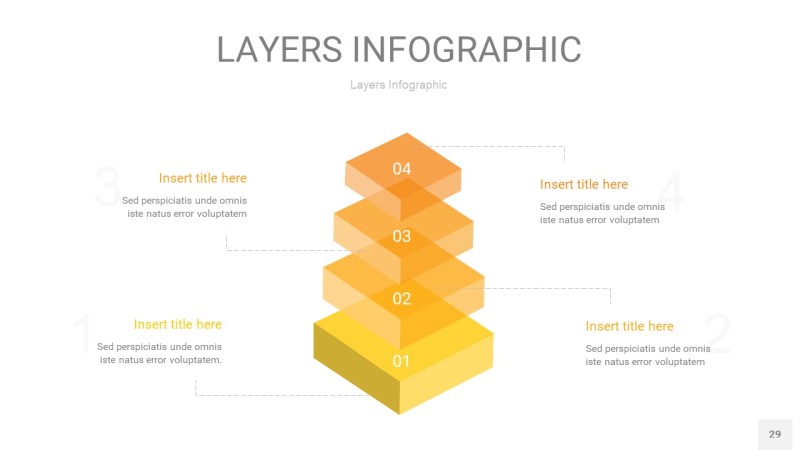 黄色3D分层PPT信息图29