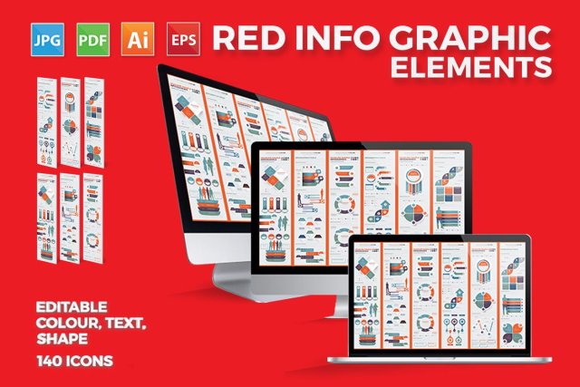 红色信息图表图形元素设计模板 Infographics Elements Design 红色信息图表图形元素设计模板 Infographics Elements Design