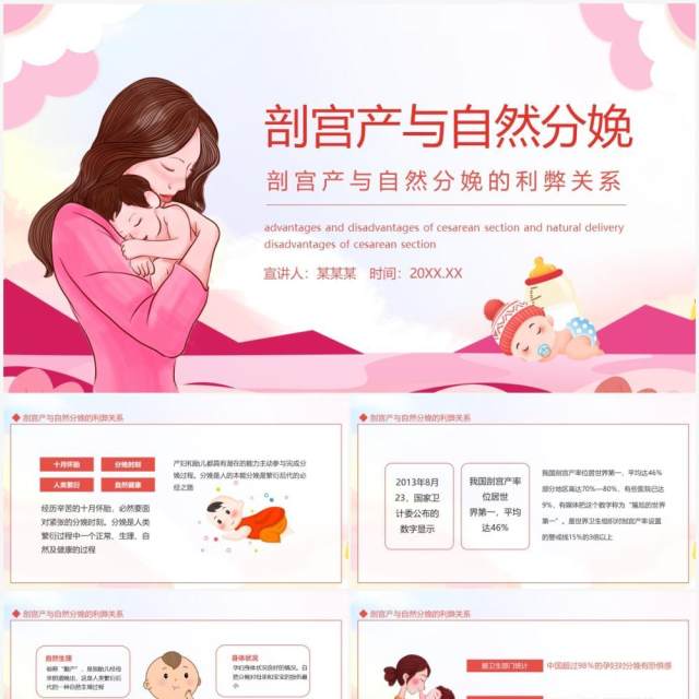 剖宫产与自然分娩的利弊关系动态PPT模板 剖宫产与自然分娩的利弊关系动态PPT模板