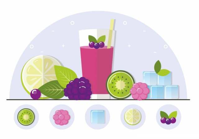 矢量水果冰沙插图