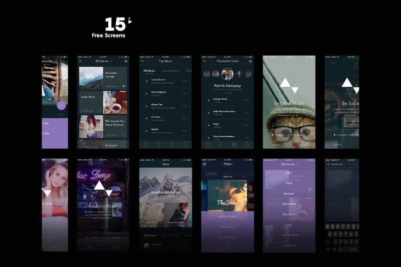 的移动音乐应用UI工具包 的移动音乐应用UI工具包