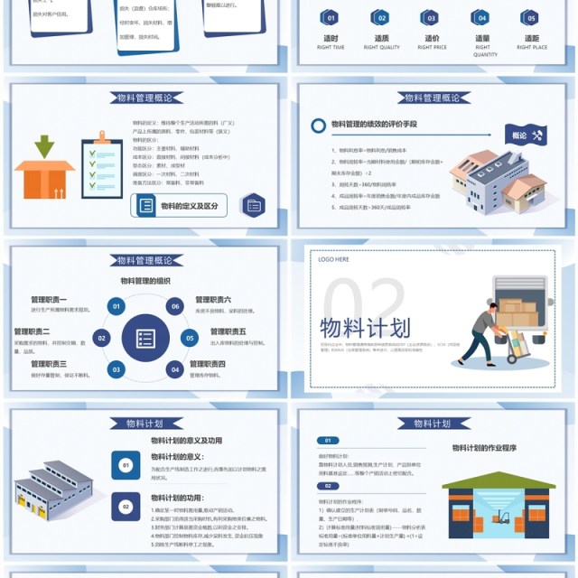 蓝色简约风公司物料管理系统PPT模板