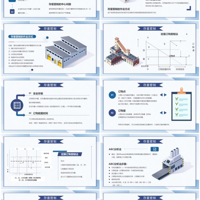蓝色简约风公司物料管理系统PPT模板