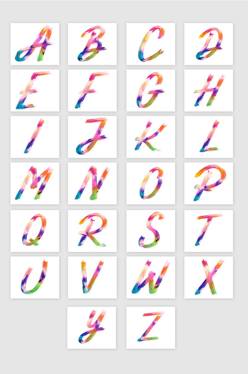 水墨水彩英文字母