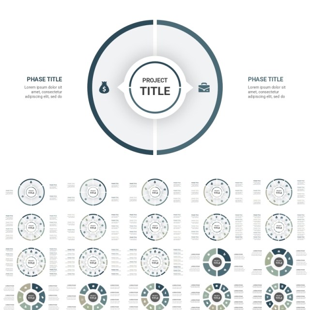 墨绿色循环图圆形信息图PPT模板素材Cycle Infographics