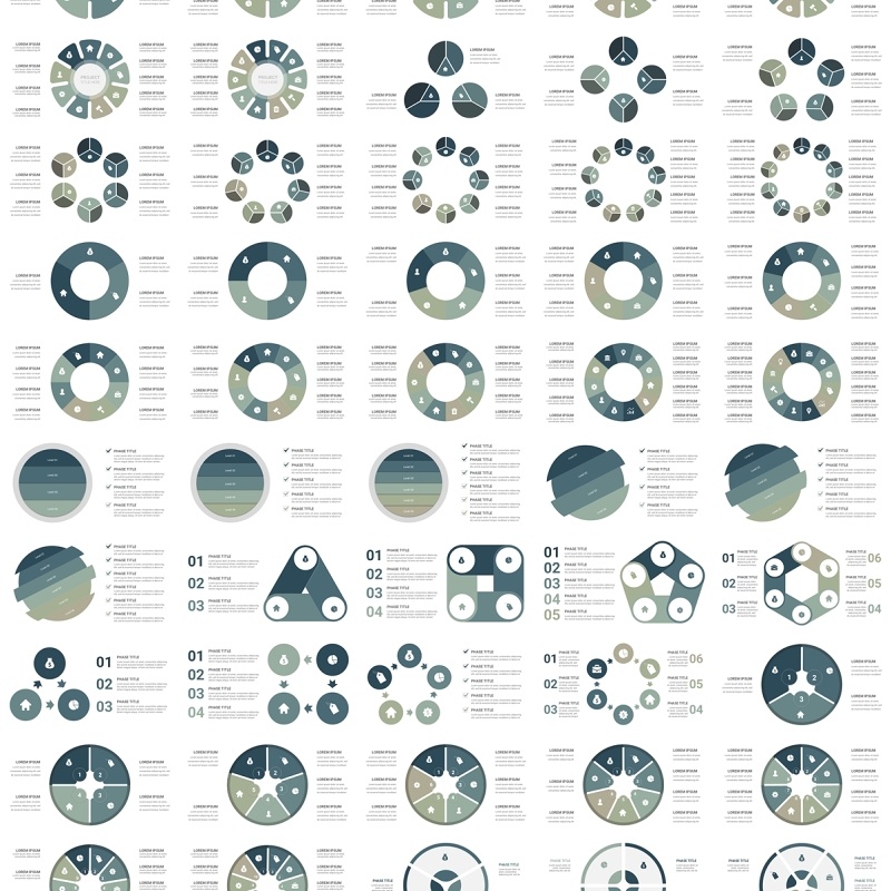 墨绿色循环图圆形信息图PPT模板素材Cycle Infographics