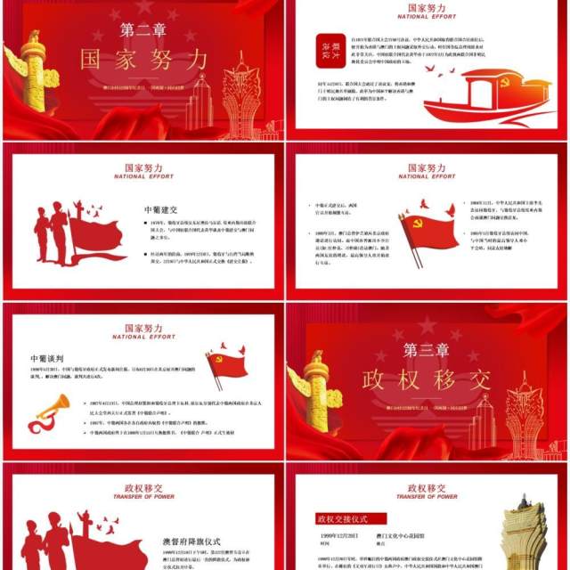 红色大气澳门回归22周年纪念日PPT模板 红色大气澳门回归22周年纪念日PPT模板