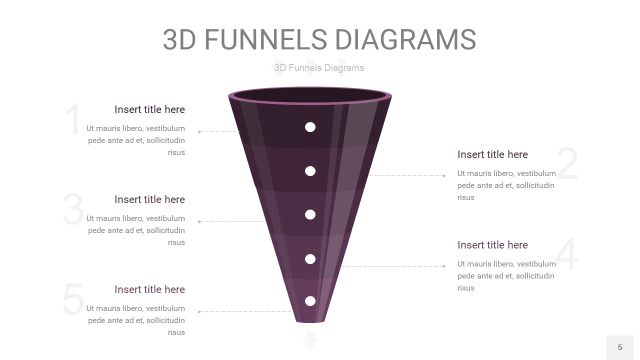 深紫色3D漏斗PPT信息图表5