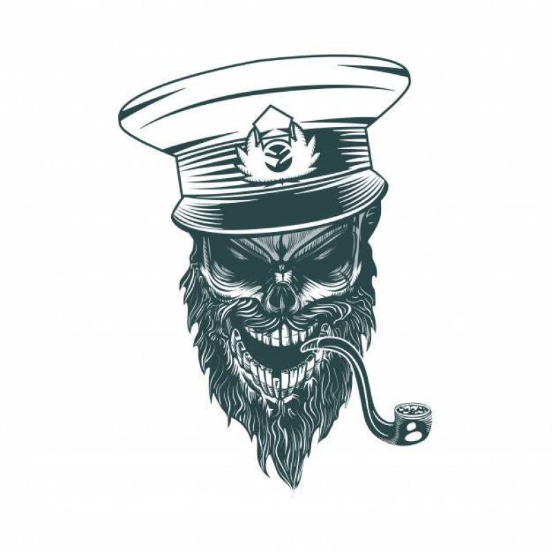 Skull captain with a pipe