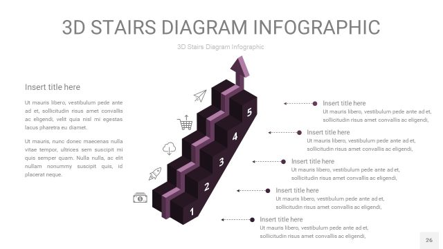 渐变深紫色3D阶梯PPT图表26