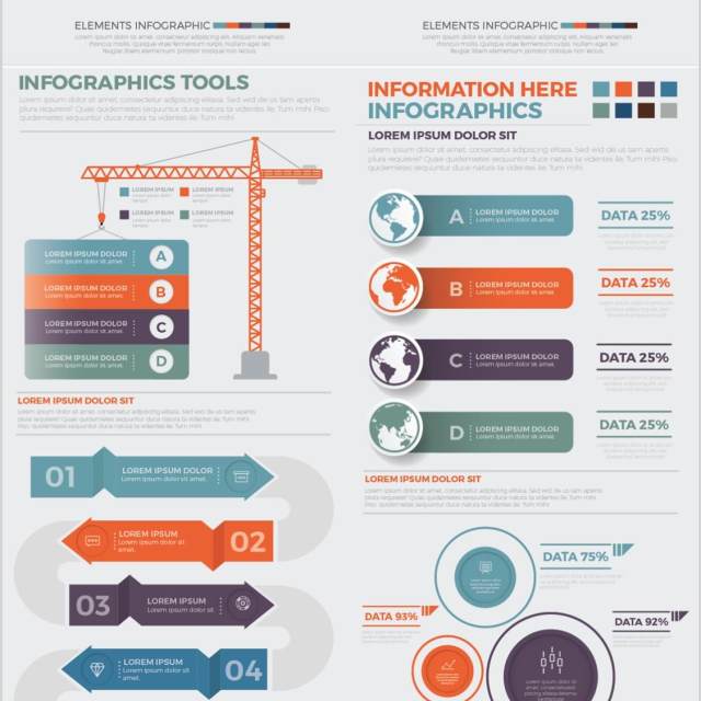 大型数据信息图表模板元素设计Mega Infographics Elements Design 大型数据信息图表模板元素设计Mega Infographics Elements Design