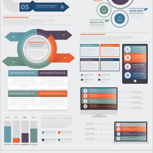 大型数据信息图表模板元素设计Mega Infographics Elements Design