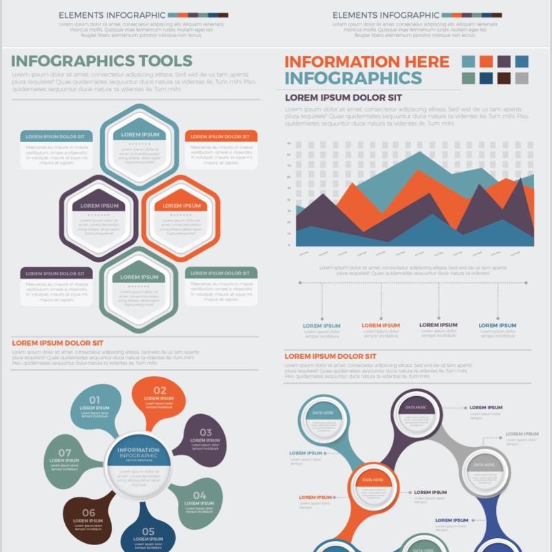 大型数据信息图表模板元素设计Mega Infographics Elements Design