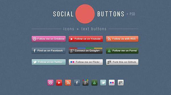 网页社交按钮PSD分层