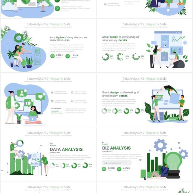 11套色系市场营销数据资料分析PPT创意人物插画素材Data Analysis V.2 - PowerPoint Infographics 11套色系市场营销数据资料分析PPT创意人物插画素材Data Analysis V.2 - PowerPoint Infographics