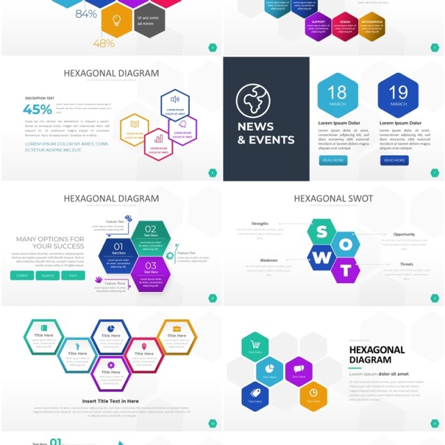 多彩色六边形信息图PPT模板素材Wide Light Hexagonal Infographic 多彩色六边形信息图PPT模板素材Wide Light Hexagonal Infographic