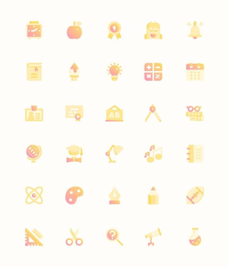 30 枚渐变学校元素图标