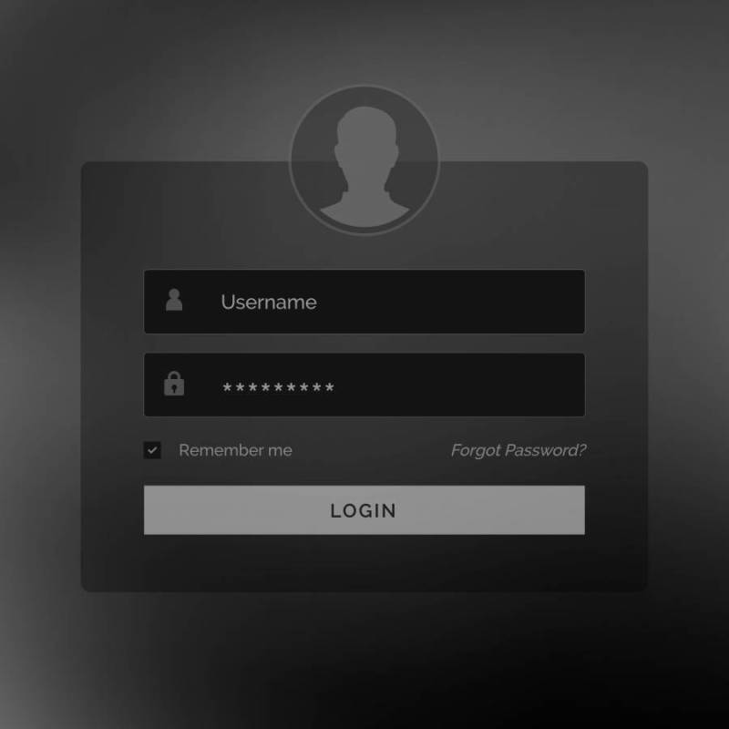 黑暗的黑色登录窗体设计与创意用户界面