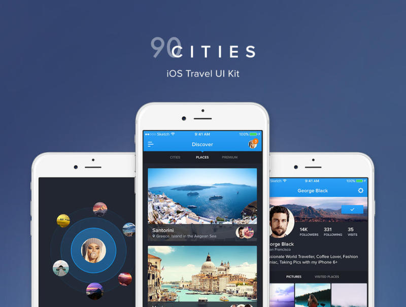 旅游设计为您的iOS设计！，90Cities iOS套件