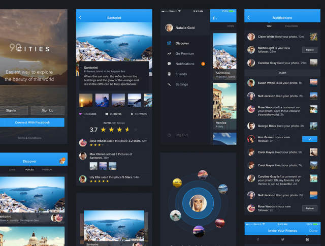 旅游设计为您的iOS设计！，90Cities iOS套件