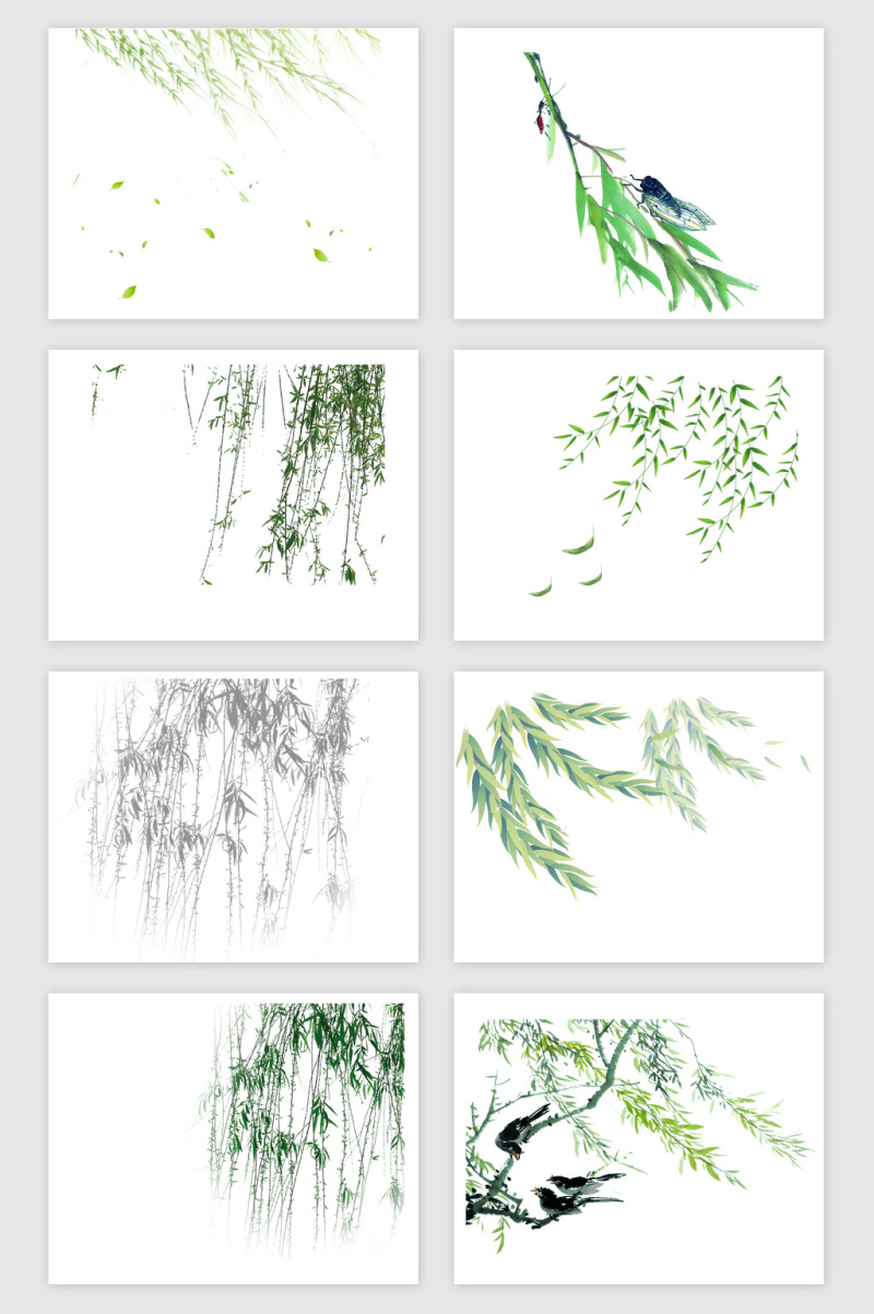 柳树主题矢量素材