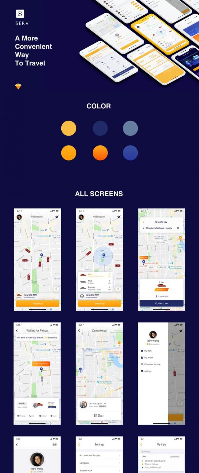 30个屏幕界面适用于iPhone X的共享旅行搭便车的UI工具包(含sketch源文件) 30个屏幕界面适用于iPhone X的共享旅行搭便车的UI工具包(含sketch源文件)